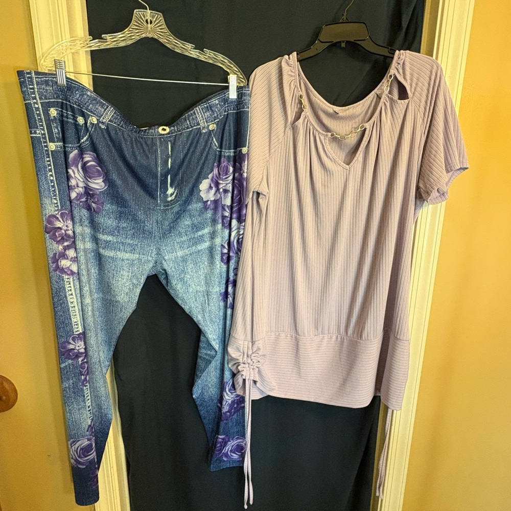 Rosegal Purple and Blue Tie-Dye Leggings